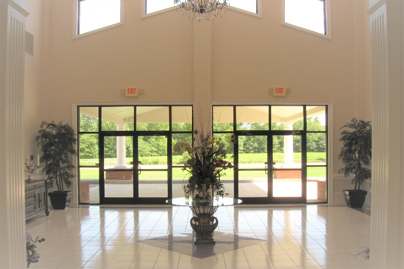 Looking out through front doors